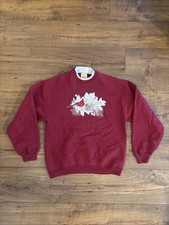 Vintage 90 s Artisans Sweatshirt Embroidered Cardinal Red - Women s XL