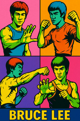 Bruce Lee Poster - Retro Kung Fu Wandbild Kunstdruck Kampflegende Deko #2