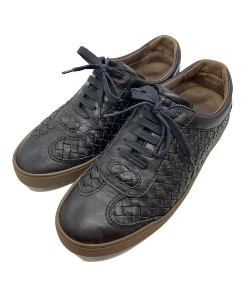 スニーカー BOTTEGA VENETA Intrecciato Sneakers Bottega Veneta Men's Black Intrecciato Low-Top Sneakers