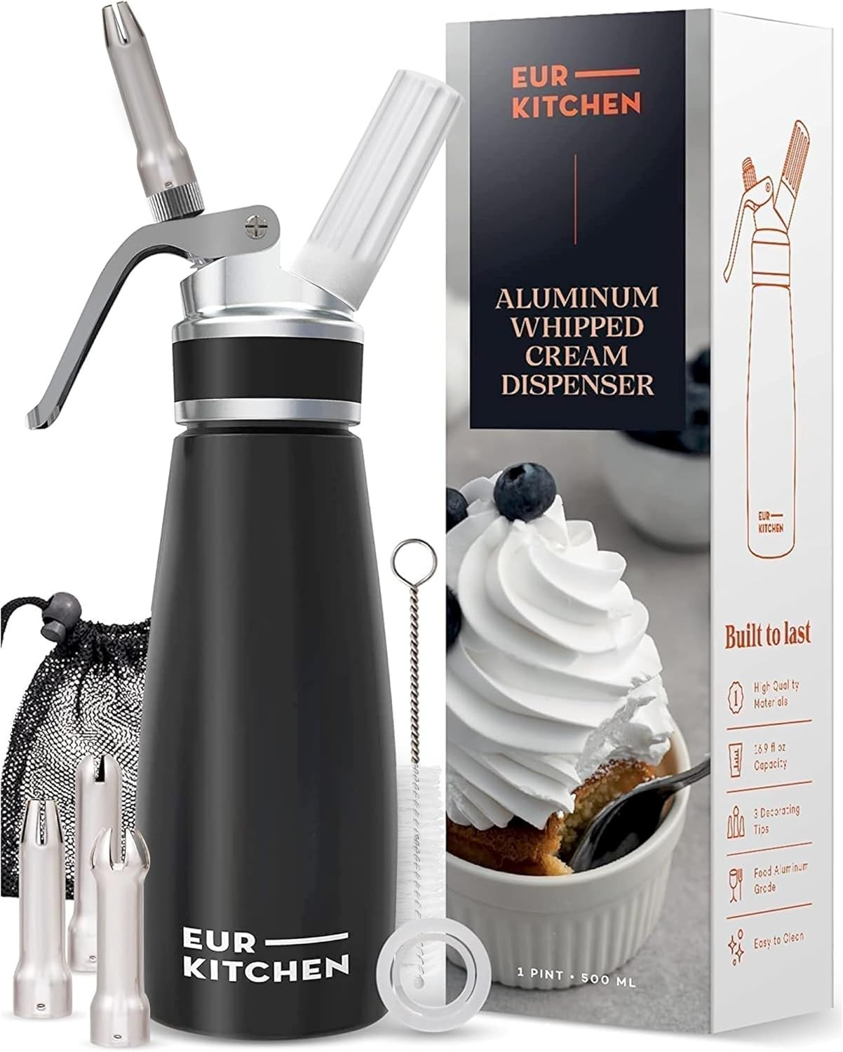 Sifone Cucina Professionale 500ml Alluminio - Per Panna e Mousse