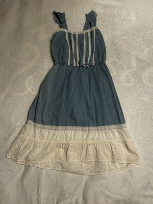 Matilda Jane Joanna Gaines 435 Barn Dance Tonight Dress Blue Denim Size 16 Boho