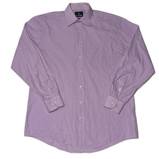 Stafford Travel Men's Regular Fit Purple Check Dress Shirt 16 34-35 Super Shirt