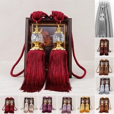 2Pcs Curtain Holdbacks Rope Tie Backs Tassel Luxury Tiebacks Beaded Ball Decor