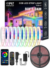 80FT Waterproof RGB LED Strip Lights with App Control Music Sync, 2 Rolls