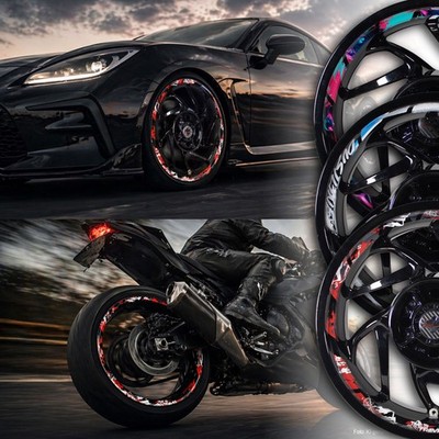 Felgenbett Sticker Fancy Designs breite Felgenrand Aufkleber Motorrad Auto