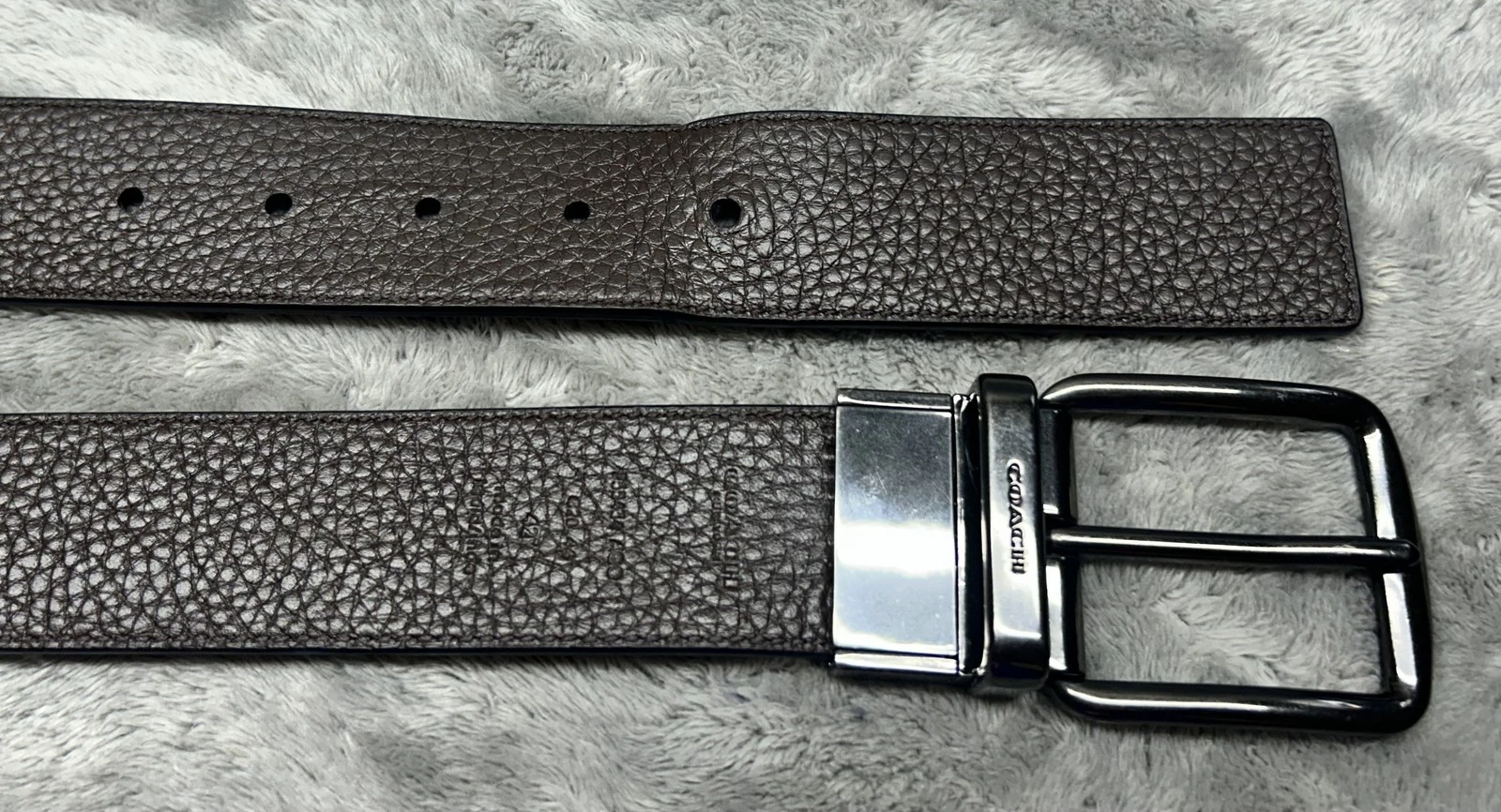 Coach Cintura Pelle Reversibile Uomo 42 Grana Ciottolo Fibbia Gunmetal Classica