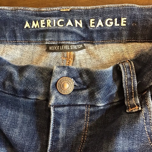 American Eagle 12 Curvy Hi-Rise Jeggings Crop Women’s Jeans Distressed Stretch - Picture 5 of 9