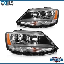 Par de montaje de faros de carcasa negros para VW Jetta Sedán MK6 11 12 13 14 15-18