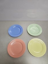 Vtg Hazel Atlas Moderntone Platonite Pastel 7 Inch Salad Plates Set of 4 MCM
