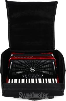 Hohner Bravo III 72 Fisarmonica cromatica a chiave per pianoforte - Rosso perla - Foto 8 di 9