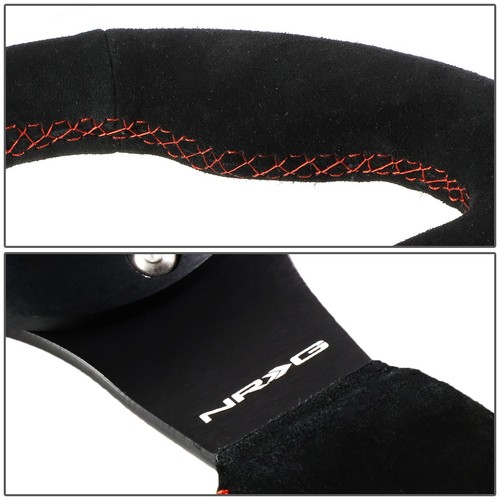 NRG Performance 320mm Type-R Design Black Suede Red Stitching Steering Wheel - Picture 4 of 5