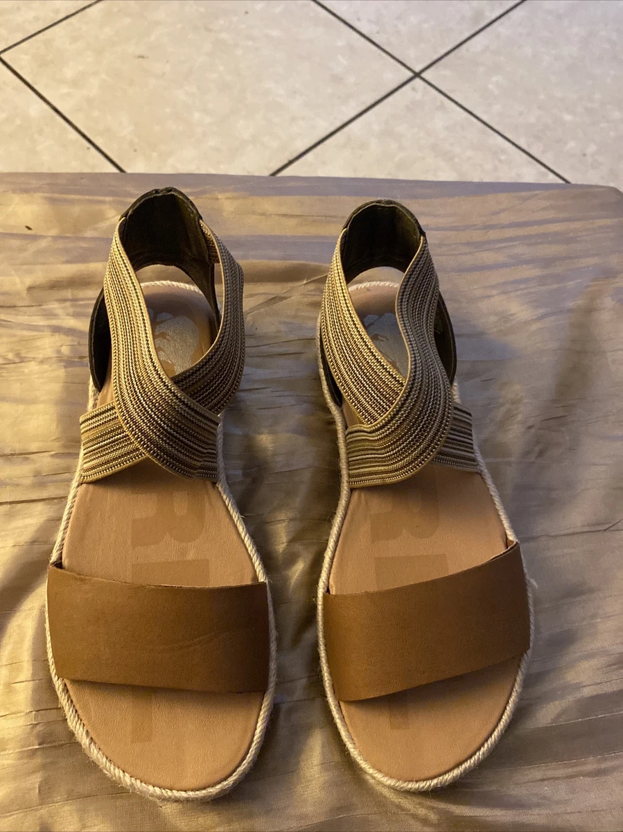 Sorel Ella II Sandals Cross Strap Flat Jute Tan Olive Green