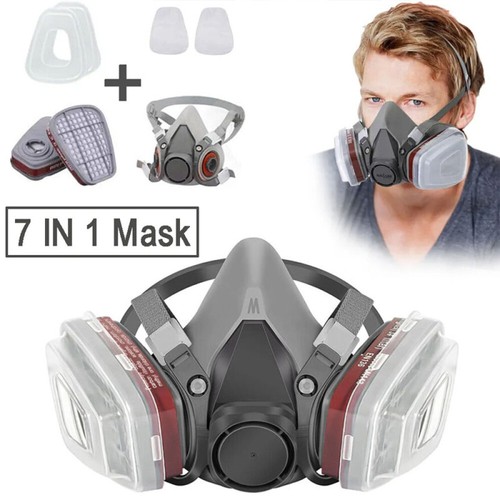 7 IN 1 Gas Mask Half Face Respirator Paint Spray Chemical Facepiece