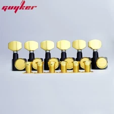 1 Set GUYKER 6 In-line Machine Heads No Screws Locking Tuners Black Gold