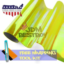 12"X48" Galaxy Chameleon Chrome Neon Yellow Headlight Taillight Fog Light Film