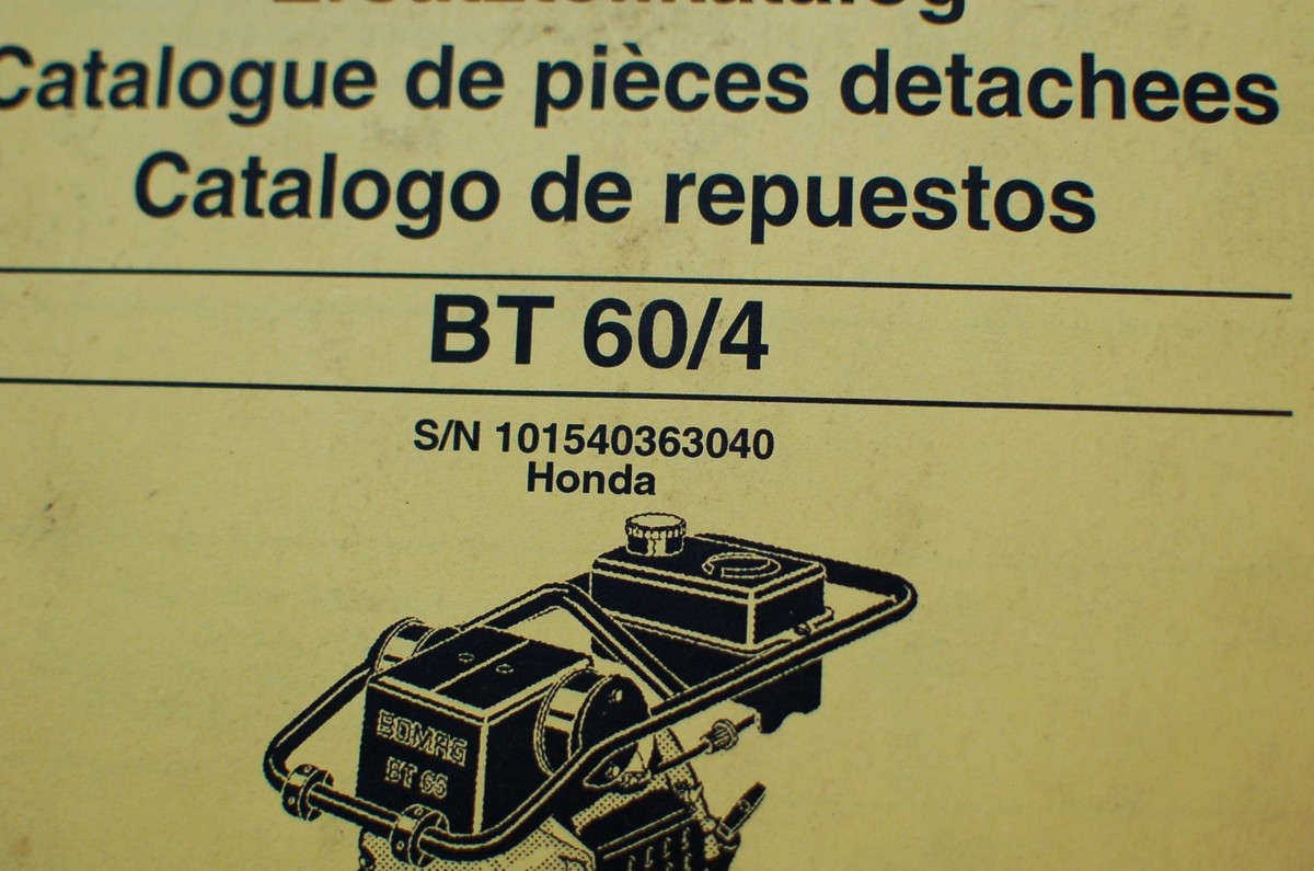 BOMAG BT 60/4 VIBRATORY COMPACTOR TAMPER Spare Parts Manual Book