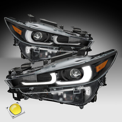 For 2022 2023 2024 Mazda CX-5 FULL LED w/AFS Black Headlights Assembly Pair