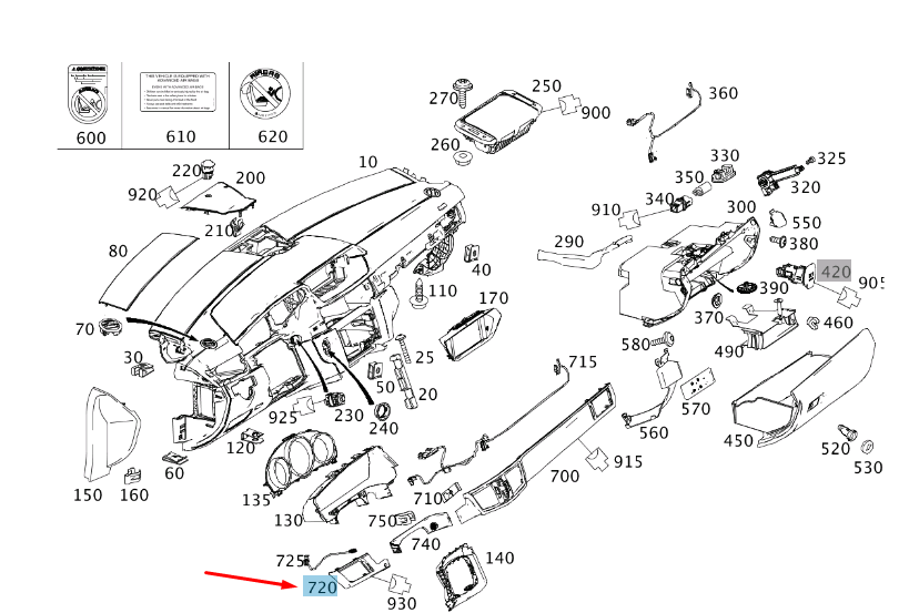 MERCEDES-BENZ E W212 Instrument Panel Left Trim Bar LHD A2126800093