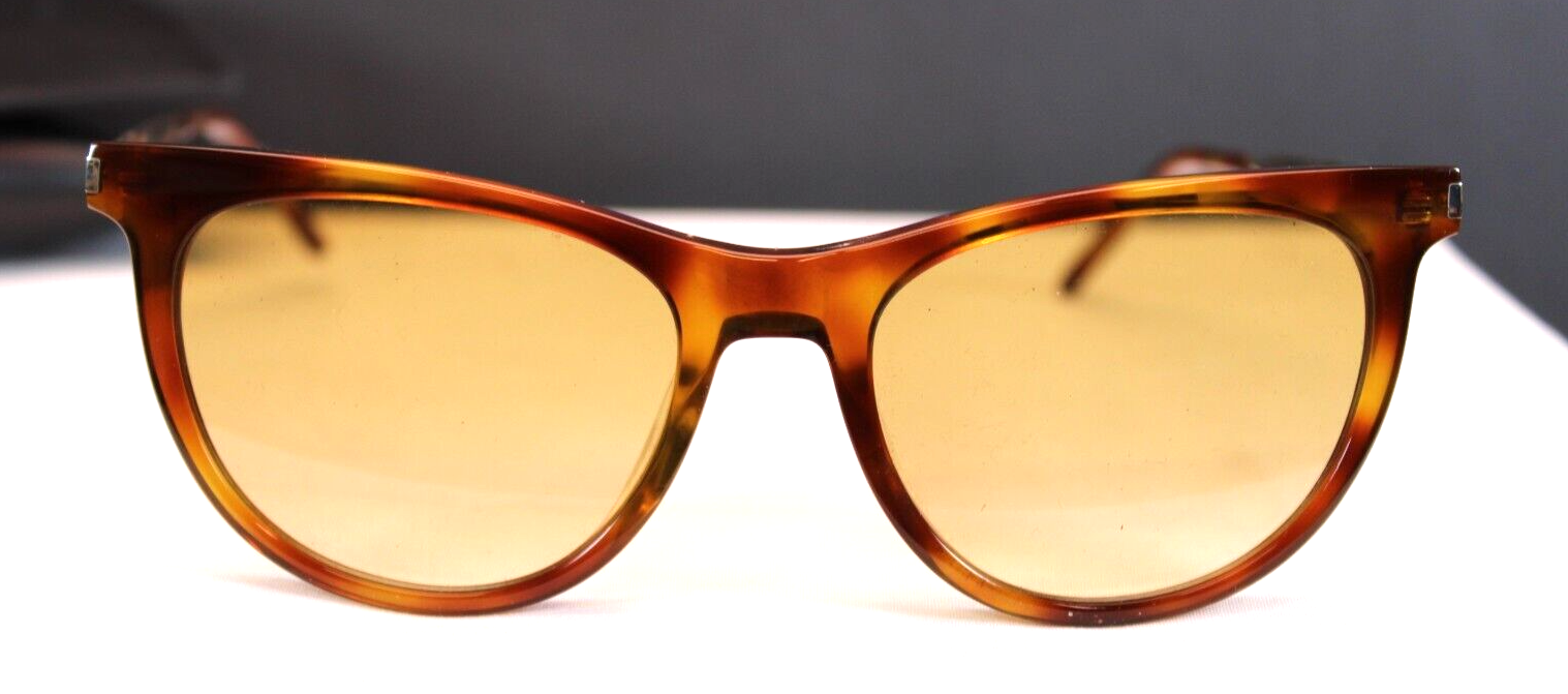 Occhiali da sole donna Saint Laurent tartaruga morbidi occhio di gatto custodia pelle orecchio oro