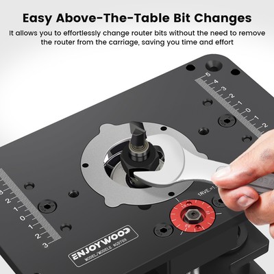 Frästisch für Oberfräsen, 4-Backen-Klemm Router Lift Oberfräse, Fräslift Oberfräse Lift, Oberfräsentisch Router Hubbasis für 64-66mm Durchmesser Kleine Trimmmaschinen, Hubhöhe bis 51mm