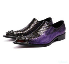 Men Evening Punk Stylish Shoes Leather Snake Pattern Oxford Formal Chic Leather
