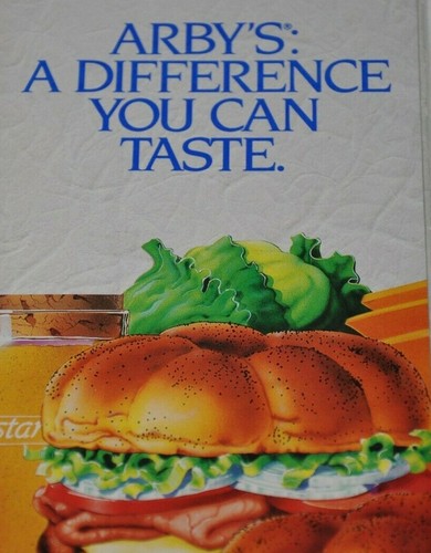 1989 Arby's Promotional Brochure Difference you can Taste Menu Nutrients Vintage