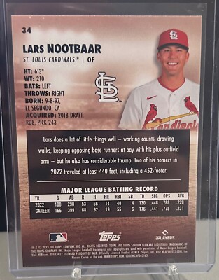 Lars Nootbar 2023 Topps Stadium Club #34 St. Louis Cardinals | eBay