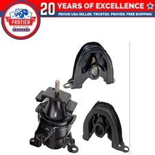 Fits 1996-2000 Honda Civic 1.6L Front Front Left Lower & Upper Mount 3PCS :