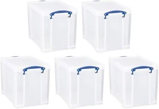 Really Useful Box 19Liter Plastic Stackable Storage Container w/Snap Lid (5Pack)