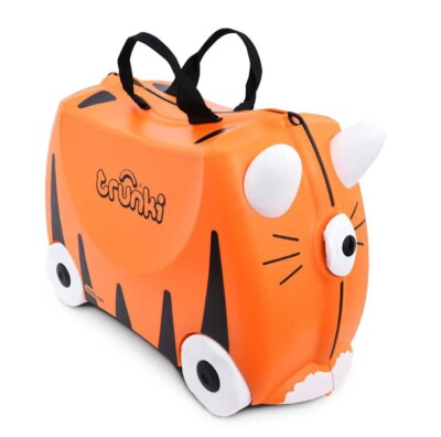 Trunki Handgepäck Kinderkoffer zum Draufsitzen Reisekoffer Tipu Tiger Orange GUT