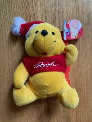 5  Disney Christmas Friendly Tales Book With Small Santa Pooh Bear Attached 1998
