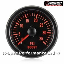 Kit Manometro 52mm Rosso Tradizionale 35 PSI Turbo Diesel Nero Face Boost 