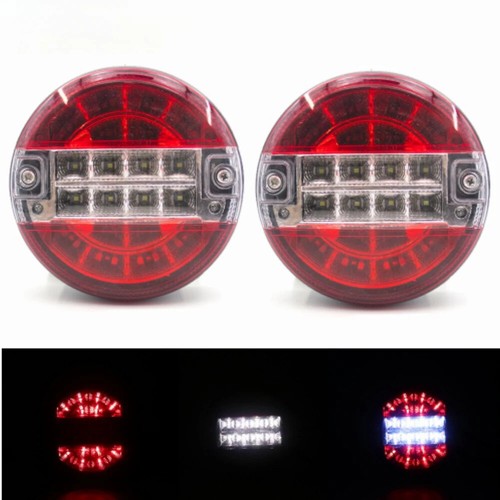 2x 5.5" 12V 24V LED Rear Tail Round Stop Brake Turn Signal Light Trailer Truck - Bild 5 von 16