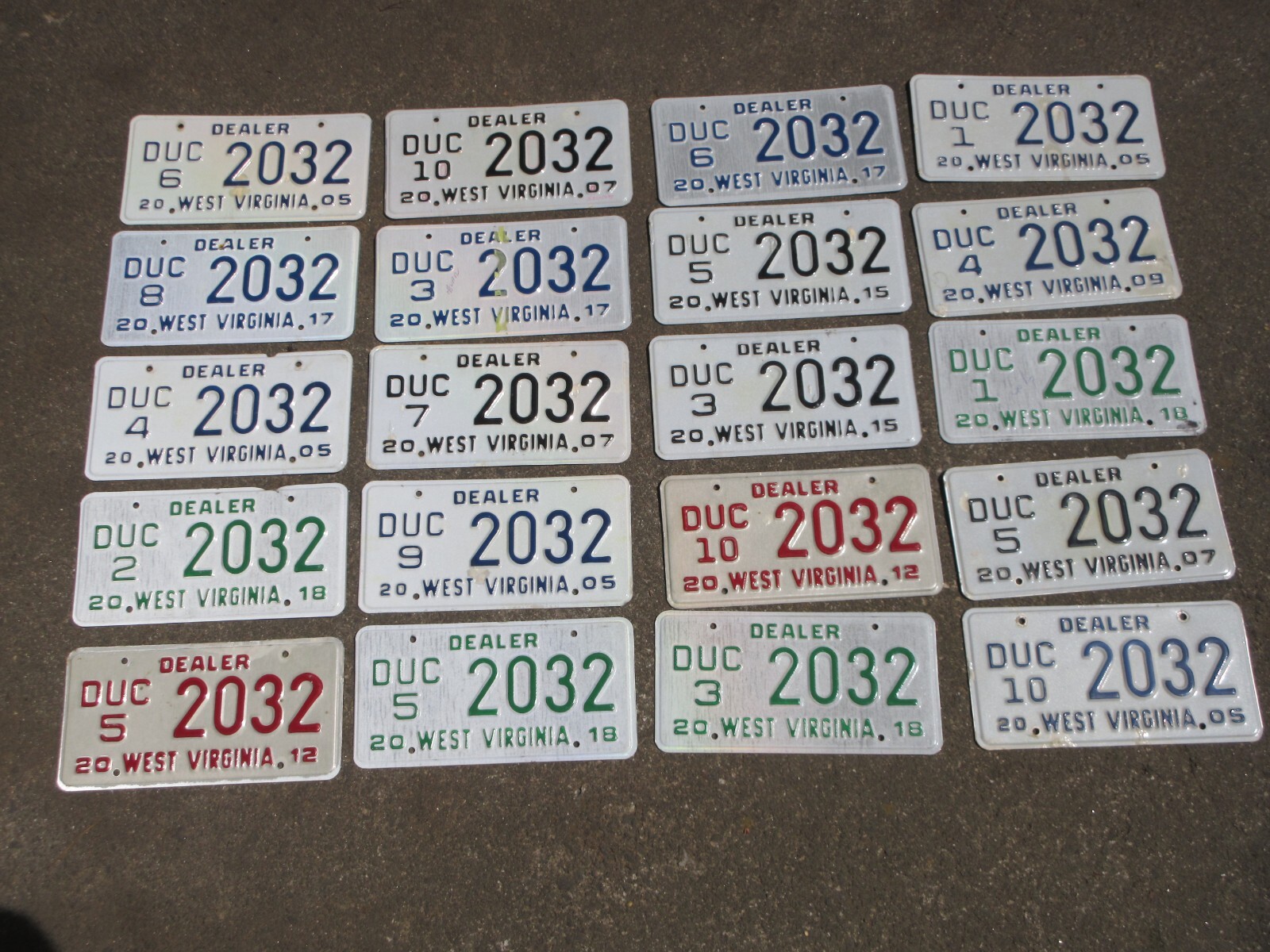 Bulk Lot of 20 West Virginia Dealer License Plate Plates Lot 2032 eBay