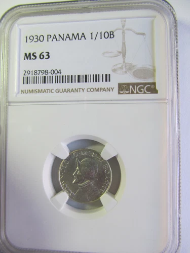 1930 Panama 1/10 Balboa, NGC MS-63