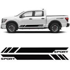 For Nissan Titan Black Truck Side Skirt Door SuperCrew Decal Sticker Stripe 2PCS