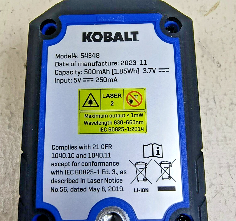 Kobalt 200 Ft Rechargeable Laser Distance Measurer 54348 eBay