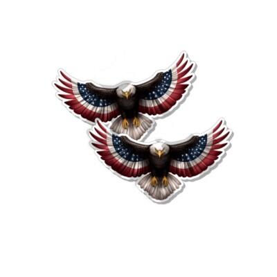 American Eagle Sticker Decal Bald Flag Real Car Truck USA Bumper Window 2 Pack