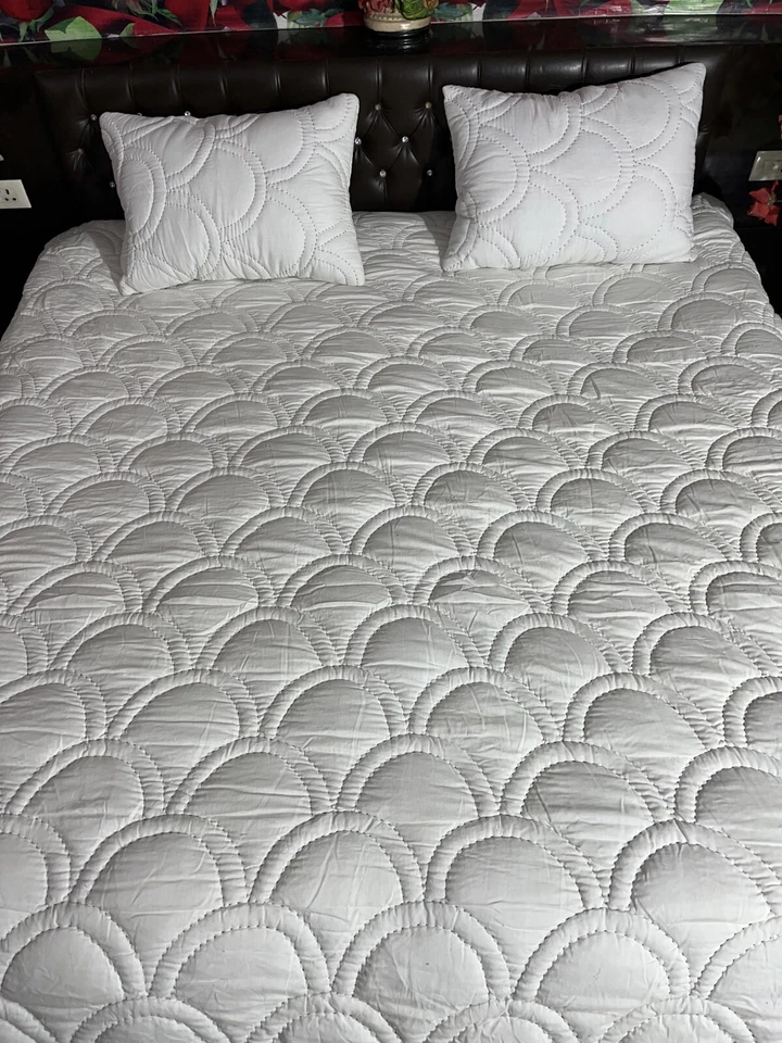 White Cotton quilt king cotton blanket cotton comforter queen bedding set - Image 3 of 4