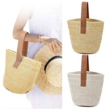 Womens Wicker Handbag Bags Tote Beach Straw Woven Summer Rattan Basket Bag