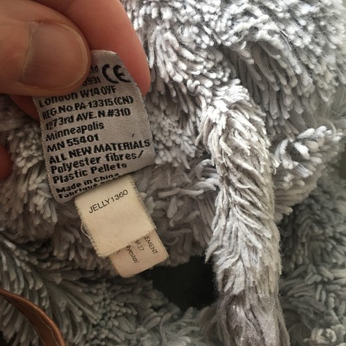 Jellycat Tumbler Elephant 2012 retirado jelly 1360 juguete suave aprox 12"" gris - Imagen 5 de 6