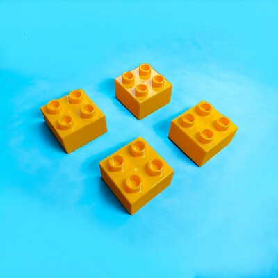 lot of 4 yellow-gold Duplo blocks - 2X2 - combined shipping (YELL14)