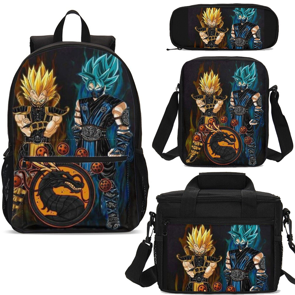 Dragon Ball Z Mortal Kombat Anime Kids School Backpacks Lunch Bag Pen Case Lot