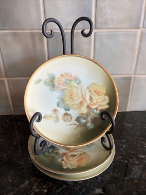 3 Vtg Thomas ''Serves'' Bavaria MIRAMAR Hand Painted German Porcelain Bread Plates