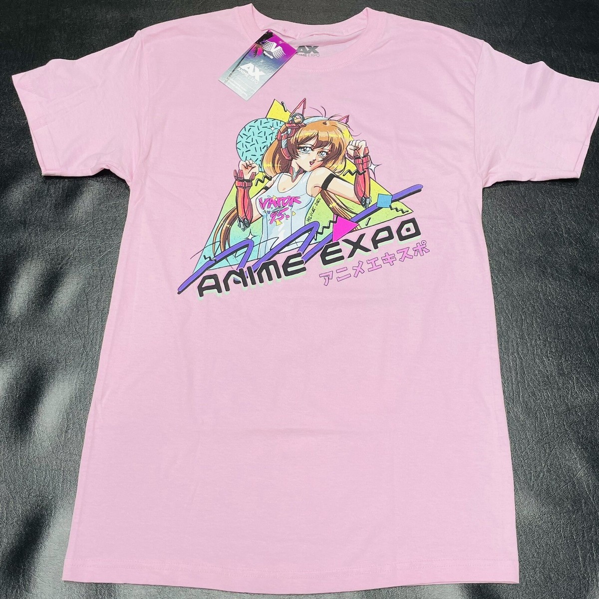 NEW AX Anime Expo x Vapor 95 Los Angeles Graphic Pink T Shirt Size 