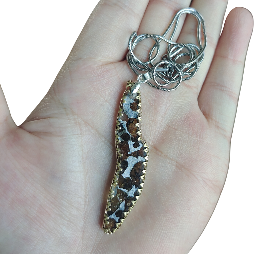 Meteorite pendant , anniversary gift,Kenyan Pallasite meteorite