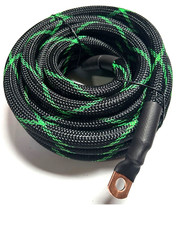 17ft BLACK/GREEN SNAKESKIN OFC Wire Strands Copper Marine Cable AWG 4 Gauge