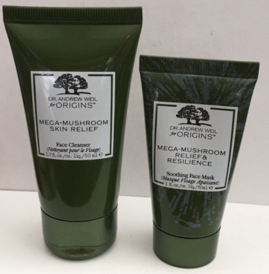 Origins Mega Mushroom Relief & Resilience Soothing Face Mask 1 oz Cleanser 1.7 o