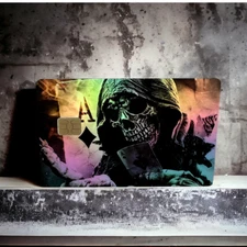 Credit Card Vinyl Skins Aces Skull Holographic Decal