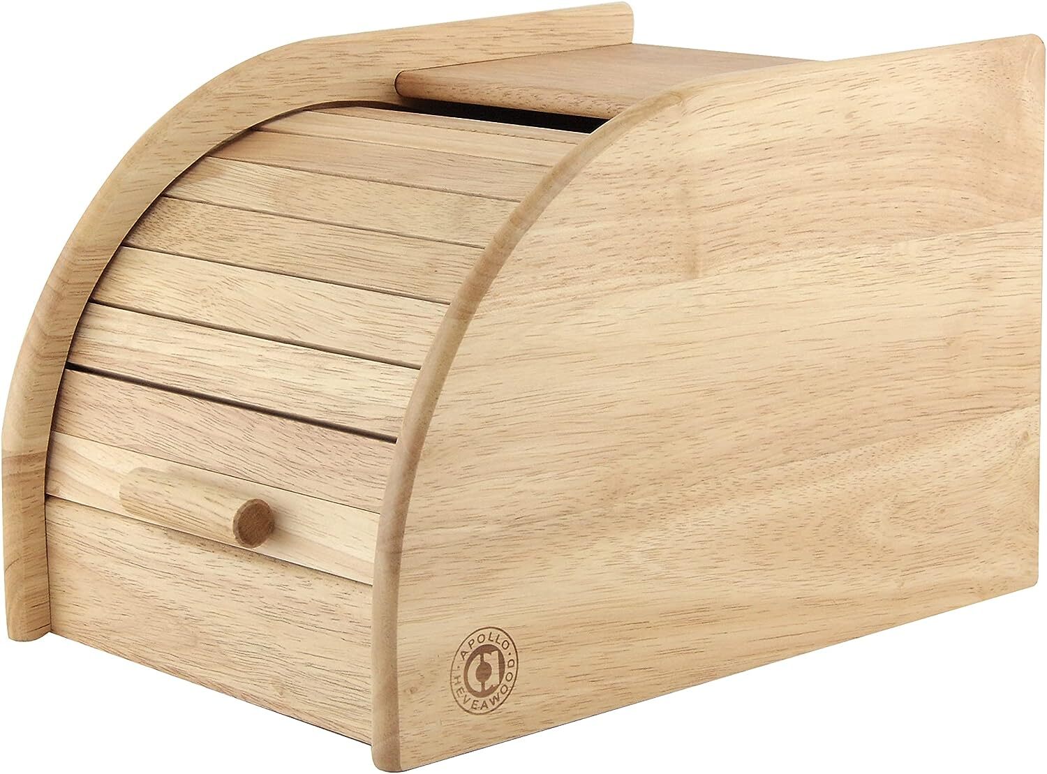 Wooden Bread Bin Double Layer Roll Top Kitchen Food & Loaf Storage